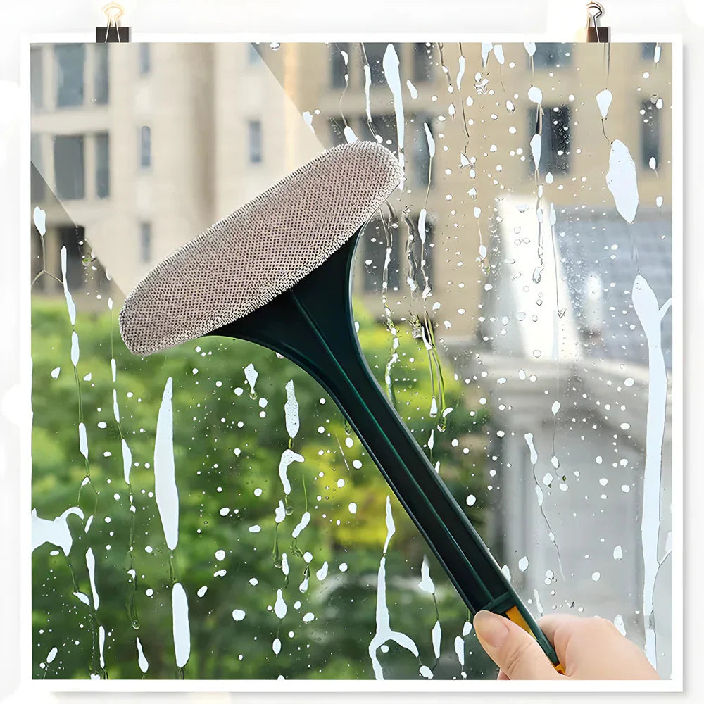 Squeegee with Brush for Cleaning Fly Screens and Window Panes
