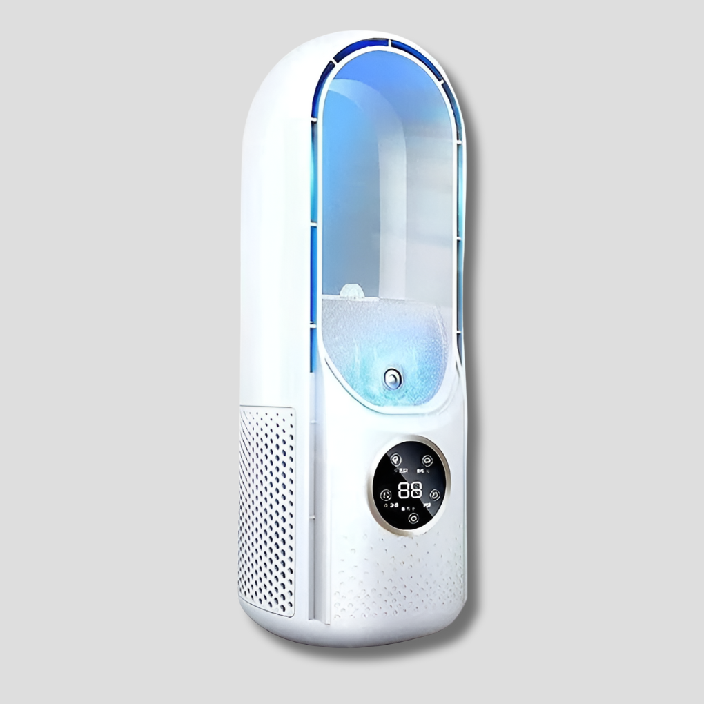 Desktop Air Cooler without Blades – USB Personal Fan with Humidifier and 6 Speeds, Night Light