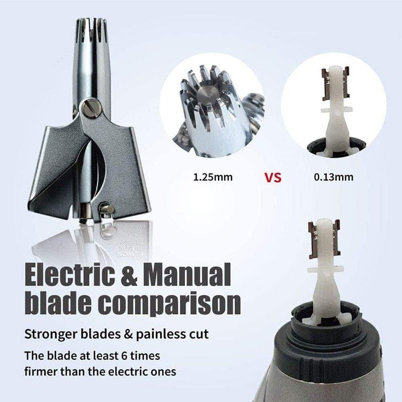 Stainless Steel Manual Trimmer for Nose and Ear Hair with Brush