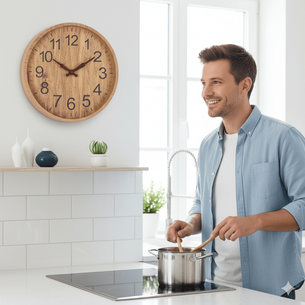 30 cm Wooden Wall Clock – Quiet Mechanism