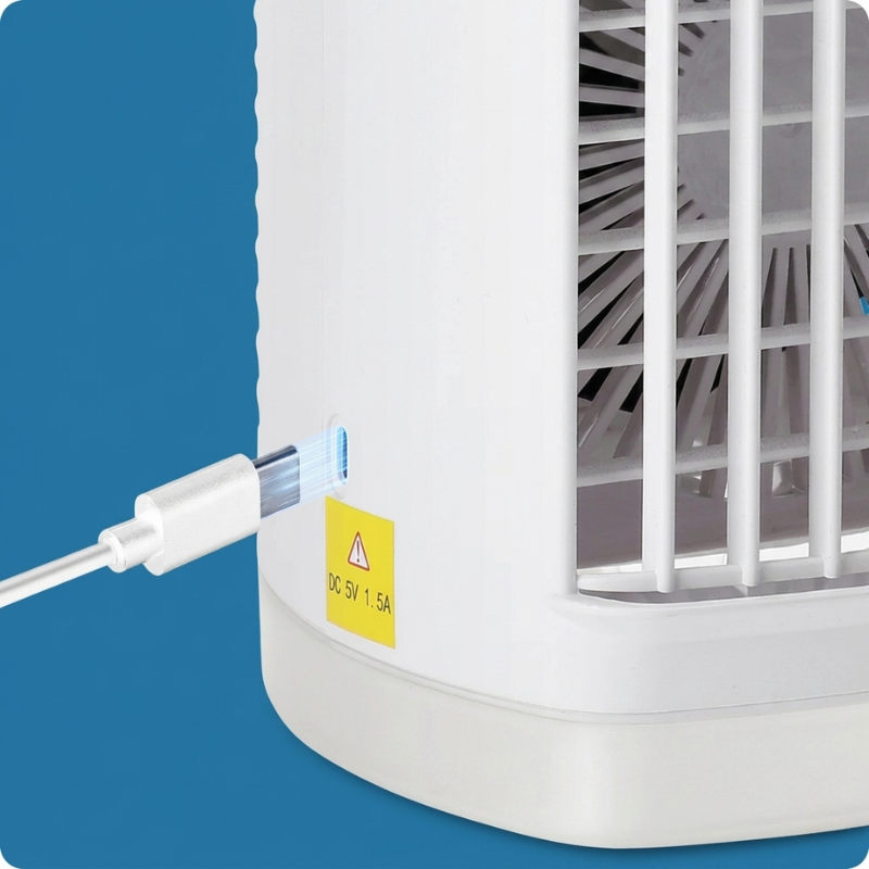 Compact Air Cooler with Water Reservoir – 3-in-1 Misting Fan and Night Light