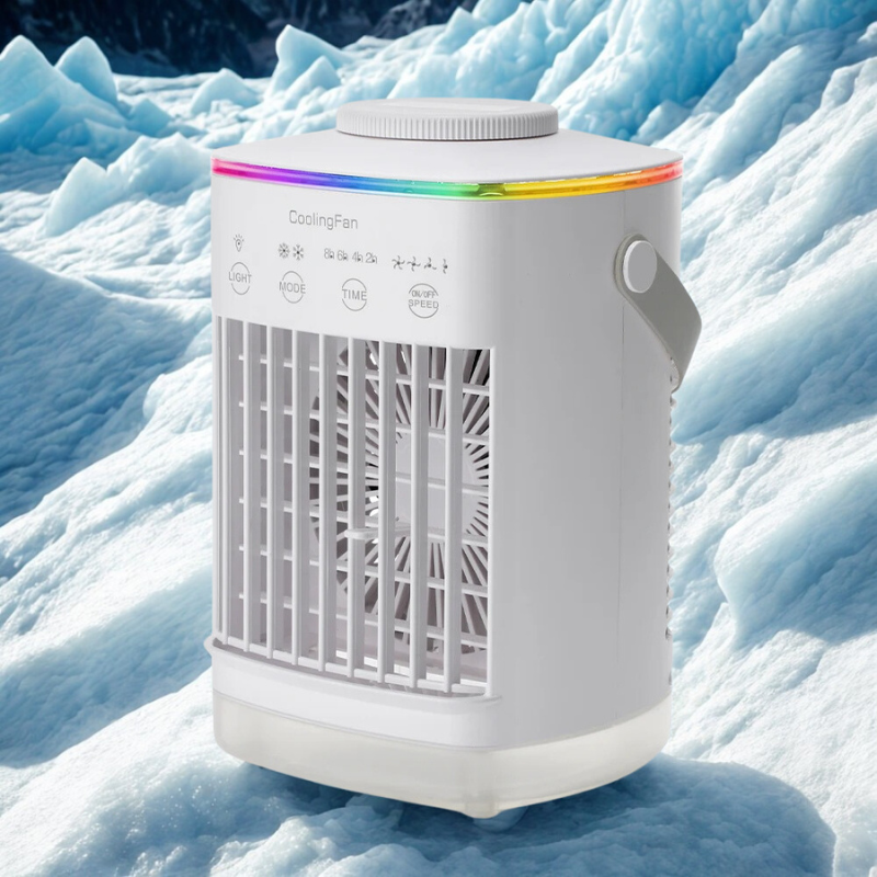 Compact Air Cooler with Water Reservoir – 3-in-1 Misting Fan and Night Light