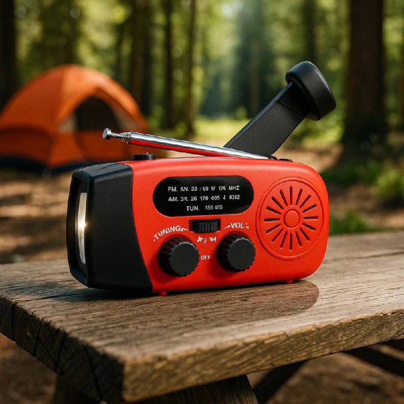 Portable Hand Crank Emergency Radio with LED Flashlight and Rechargeable Battery