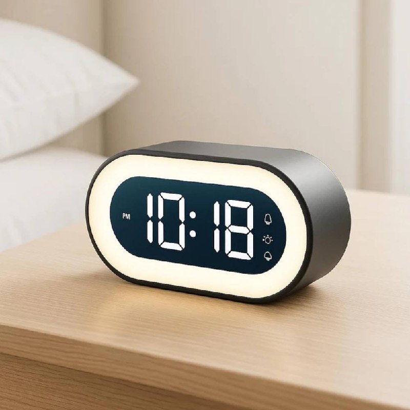 LED Digital Alarm Clock with Nightlight, Music Function, Snooze, and Adjustable Brightness