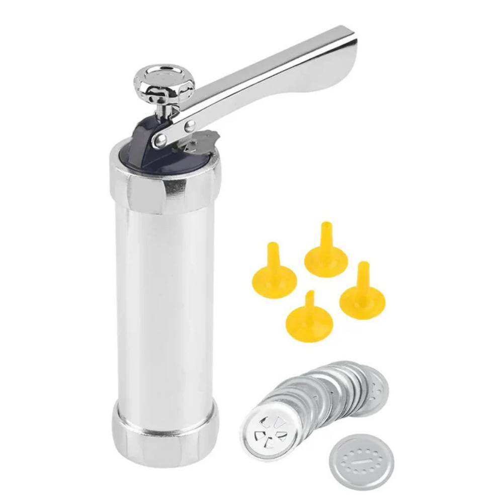 Aluminum Cookie and Pastry Press Set with 20 Decorating Discs and 4 Nozzles