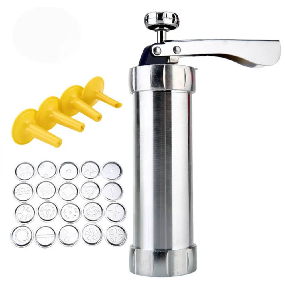 Aluminum Cookie and Pastry Press Set with 20 Decorating Discs and 4 Nozzles