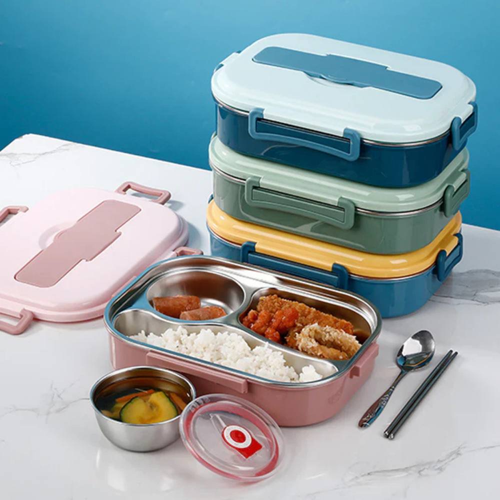 Lunch Box with Stainless Steel Container, Leakproof and Multi-Compartment Design