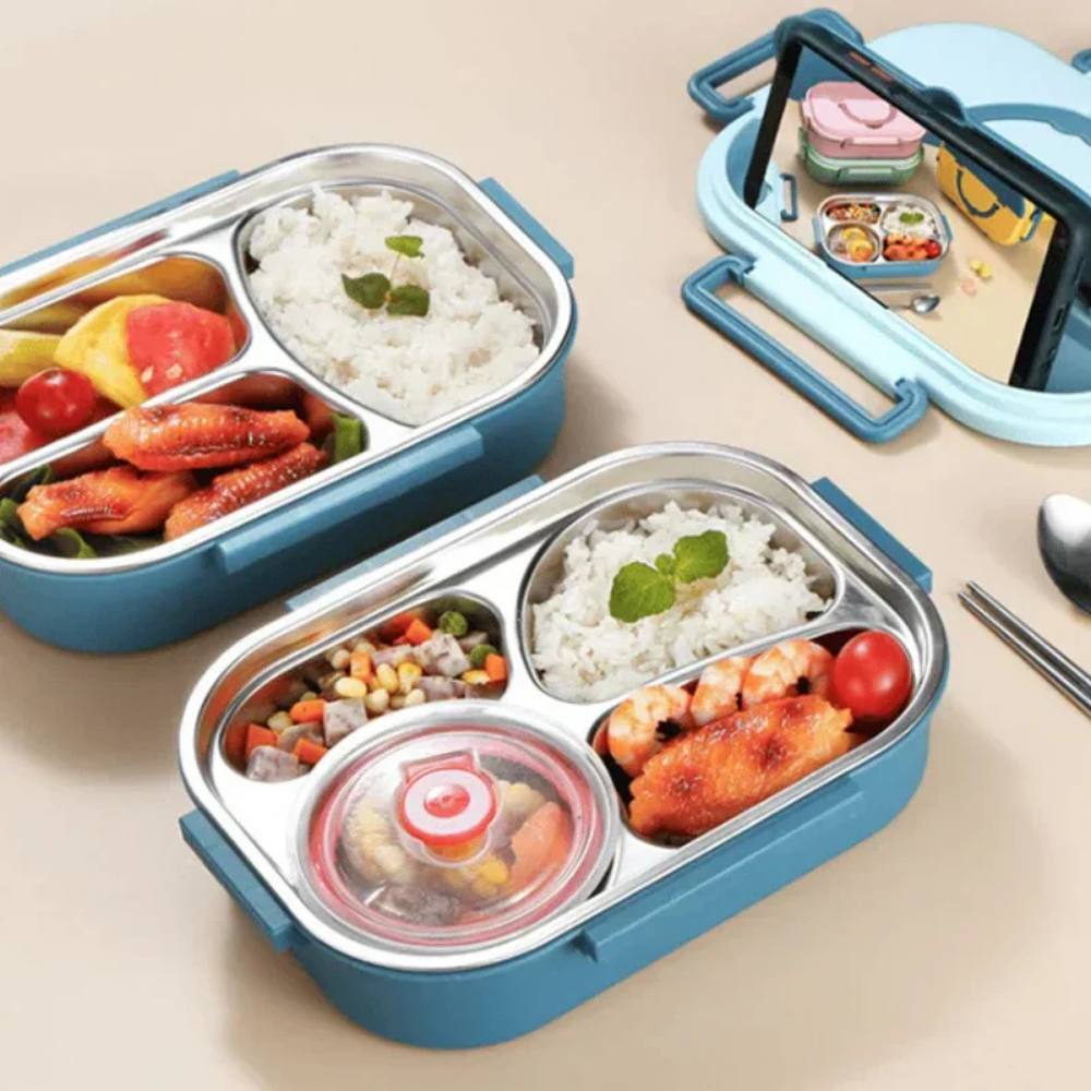 Lunch Box with Stainless Steel Container, Leakproof and Multi-Compartment Design