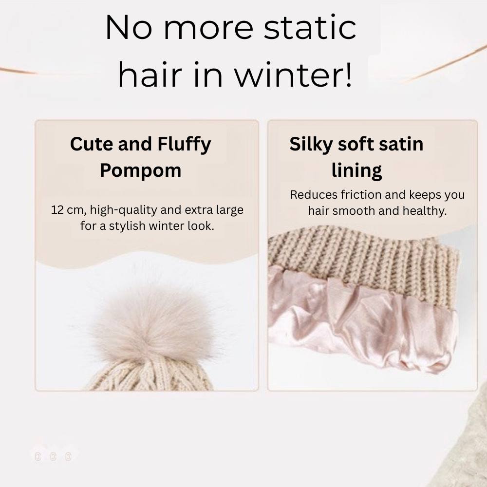 Silk-Lined Antistatic Beanie Hat for Smooth, Frizz-Free Hair