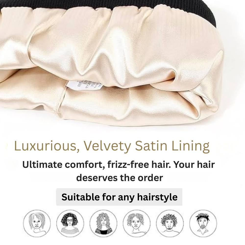 Silk-Lined Antistatic Beanie Hat for Smooth, Frizz-Free Hair