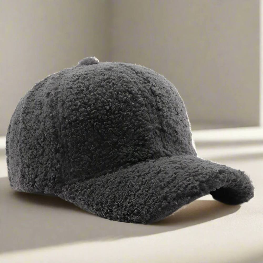 Casual Winter Hat in Teddy Fabric - Adjustable Cap for Cold Weather
