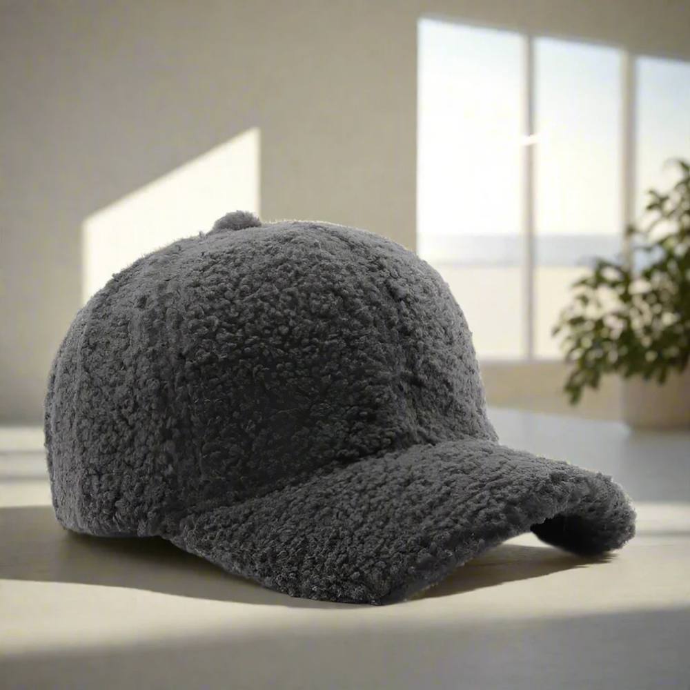 Casual Winter Hat in Teddy Fabric - Adjustable Cap for Cold Weather