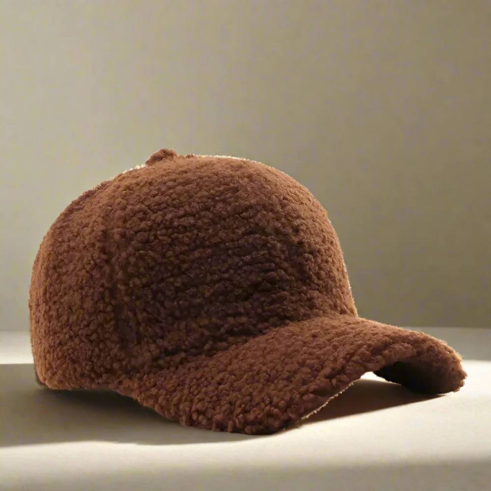 Casual Winter Hat in Teddy Fabric - Adjustable Cap for Cold Weather