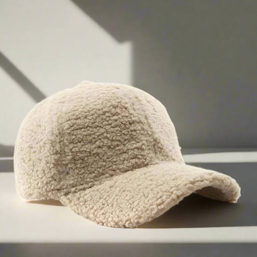 Casual Winter Hat in Teddy Fabric - Adjustable Cap for Cold Weather