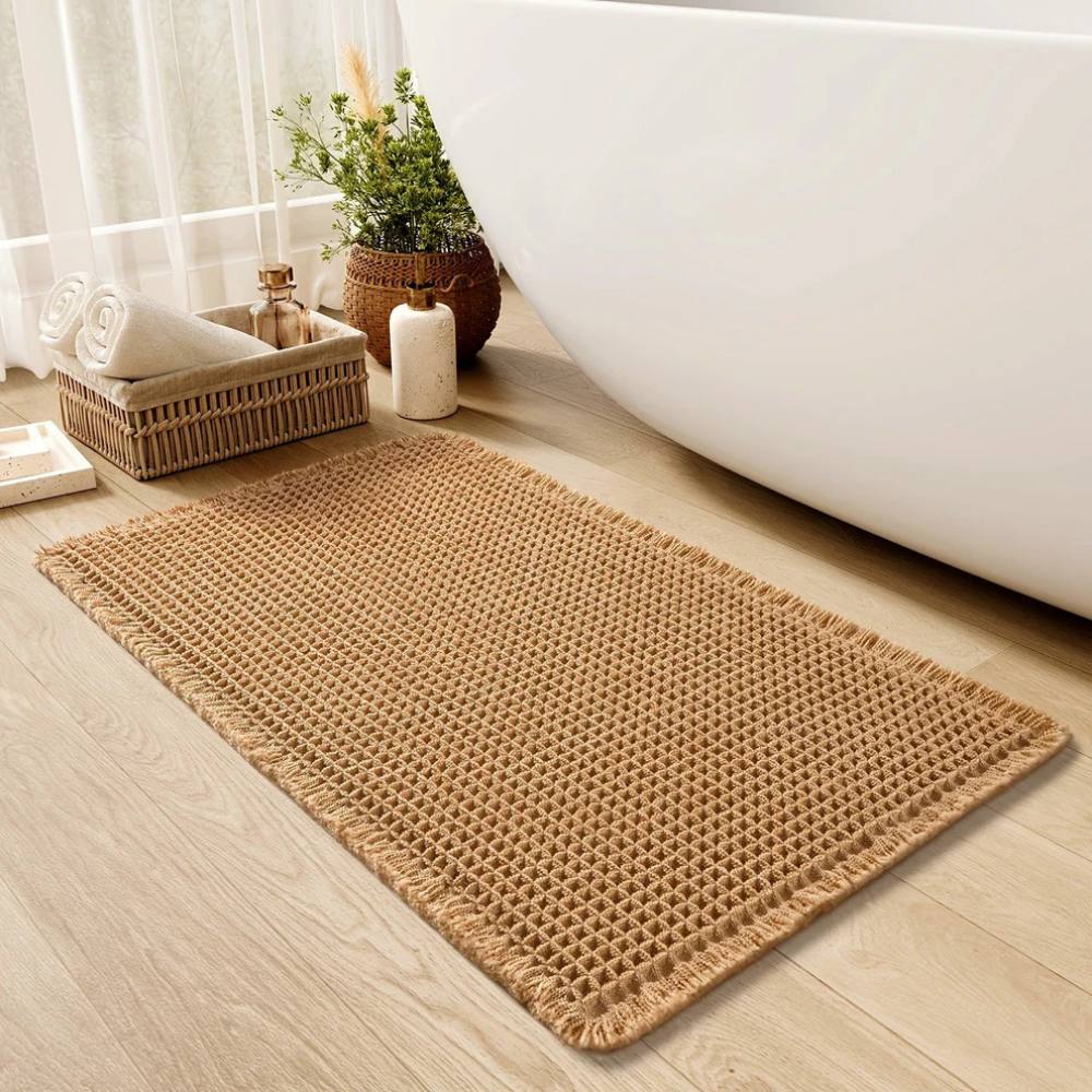 Non-Slip Bath Rug with Tassels – Ultra Absorbent and Machine Washable