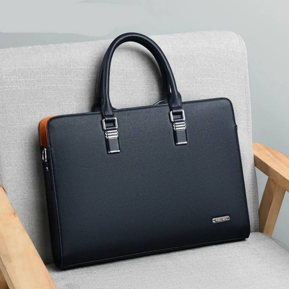 Stylish Leather Laptop Bag for Men, Adjustable Shoulder Strap, Fits 14-15 Inch