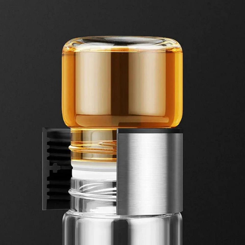 Insulated Glass Bottle with Tea Strainer – Portable and Clear