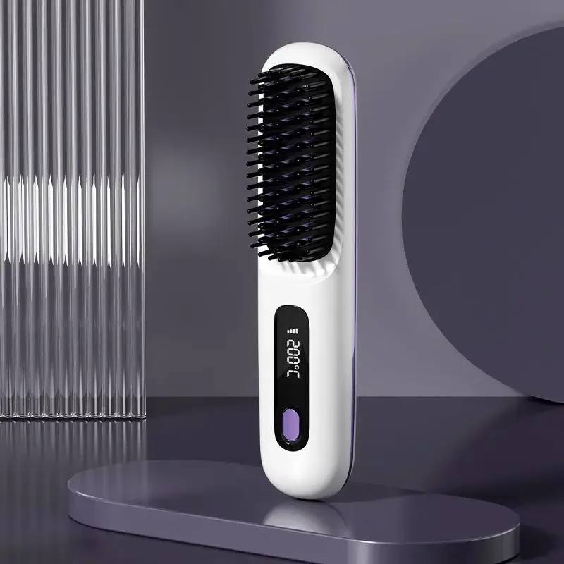 Cordless Hair Straightener with LCD Screen – USB Rechargeable & Adjustable Heat