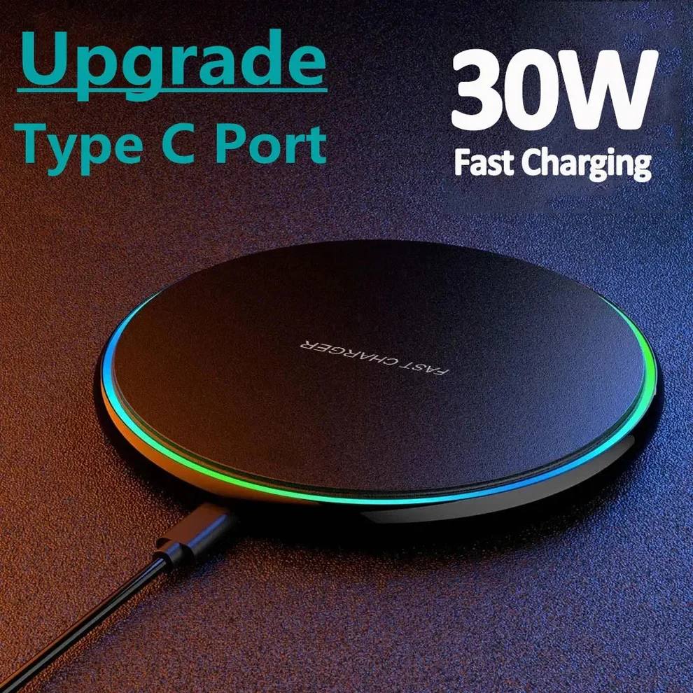 30W Wireless Charger Pad for Quick Smartphone Charging
