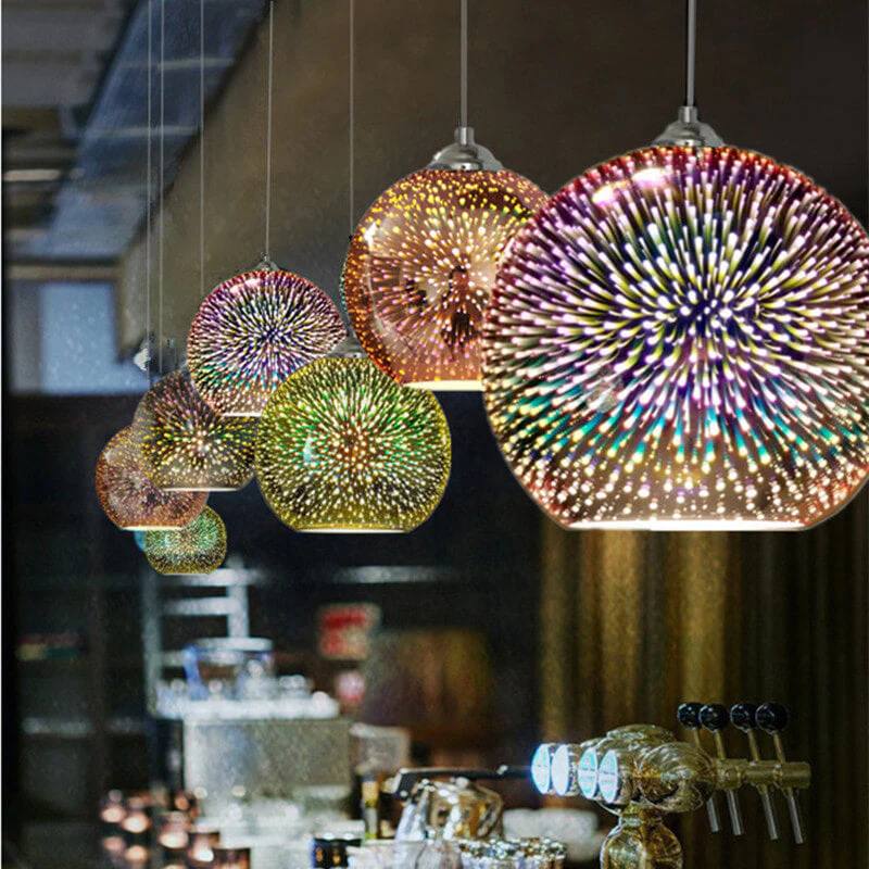 Colorful 3D Fireworks Glass Pendant Lamp with Unique Design