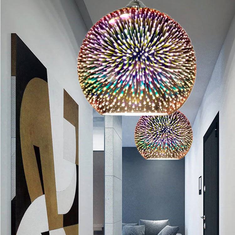 Colorful 3D Fireworks Glass Pendant Lamp with Unique Design