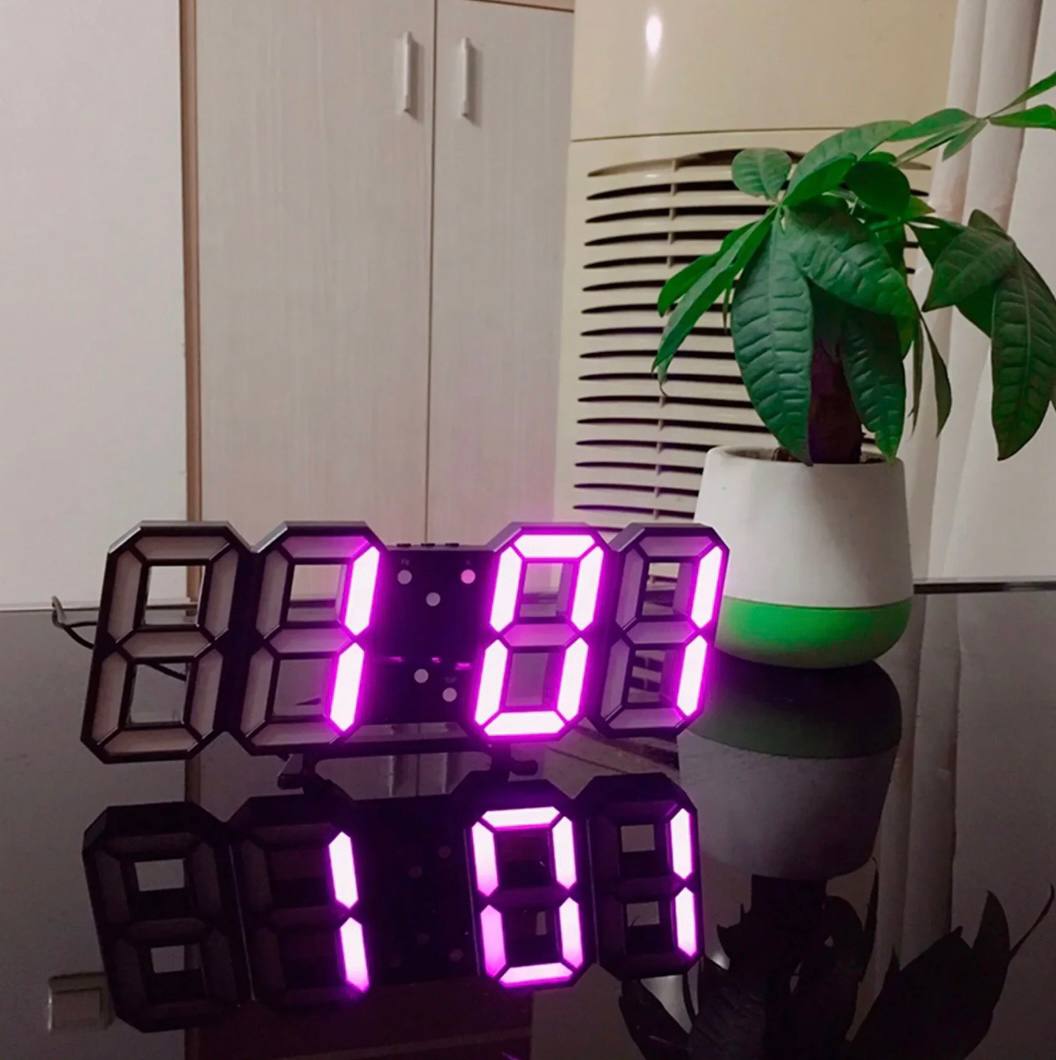 Modern Digital Wall Clock with 3D LED and Adjustable Brightness