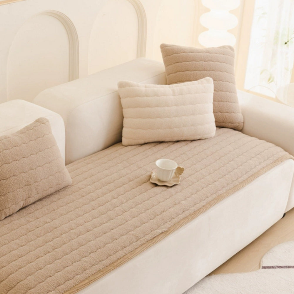 Luxurious Plush Sofa Cover | Cozy Protection for Your Furniture