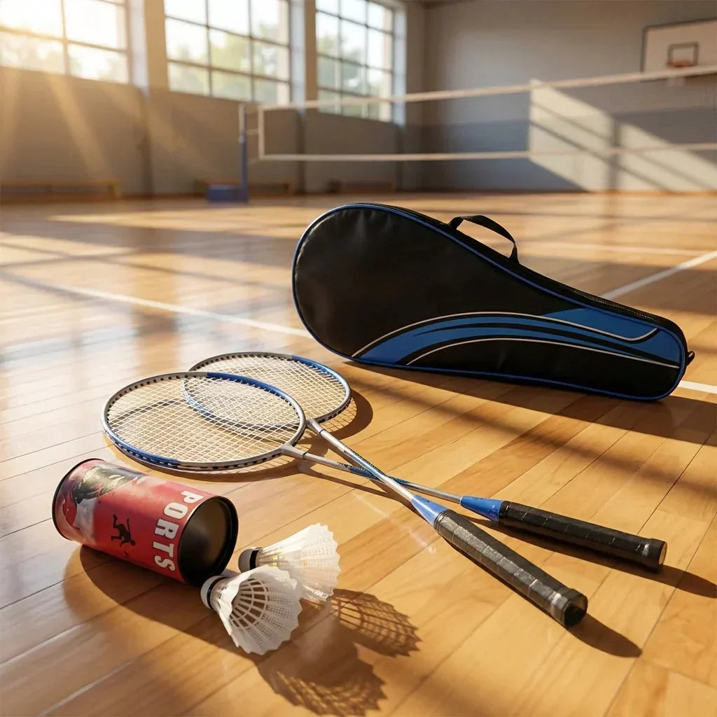 Complete Badminton Kit with Two Rackets and Shuttlecocks