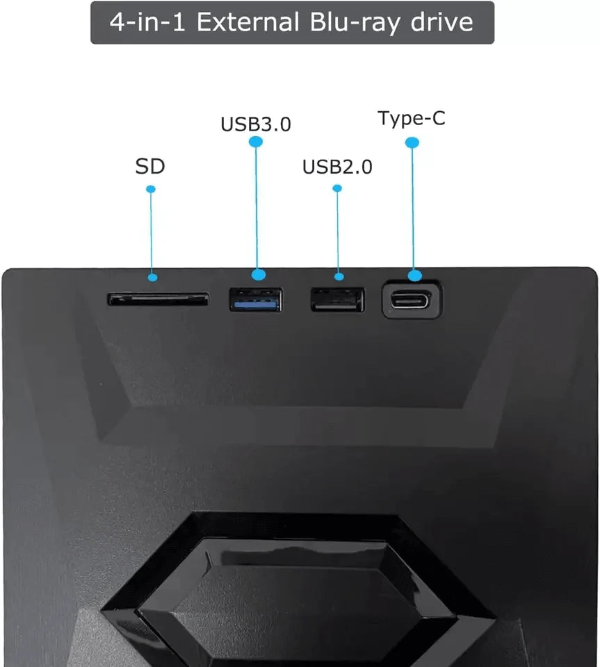 External DVD and CD Writer with USB Hub and SD Card Reader for PC and Laptop