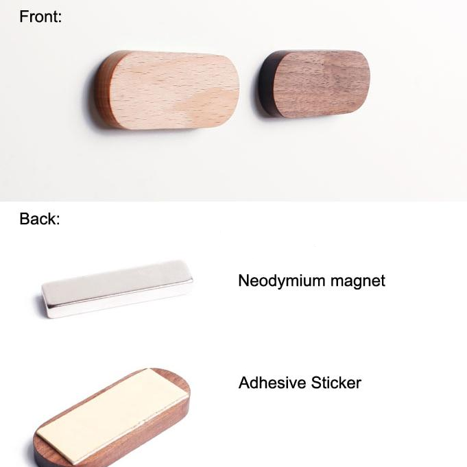 Magnetic Backed Wooden Key Organizer with Adhesive Wall Mount