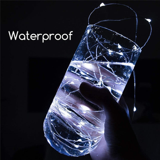 20 LED Battery-Powered Fairy Lights on 7Ft Flexible Silver Wire for Weddings and Mason Jar Decoration