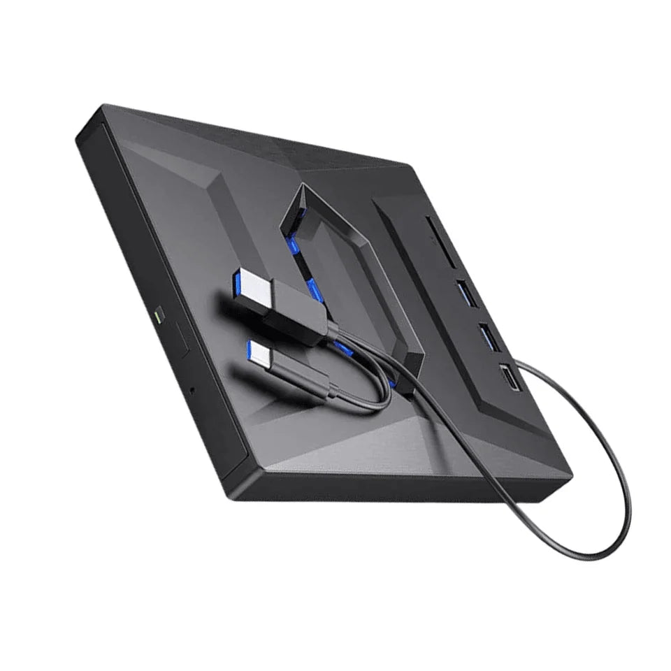 External DVD and CD Writer with USB Hub and SD Card Reader for PC and Laptop
