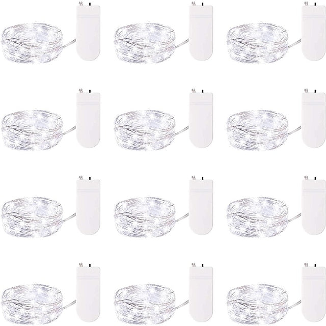 20 LED Battery-Powered Fairy Lights on 7Ft Flexible Silver Wire for Weddings and Mason Jar Decoration