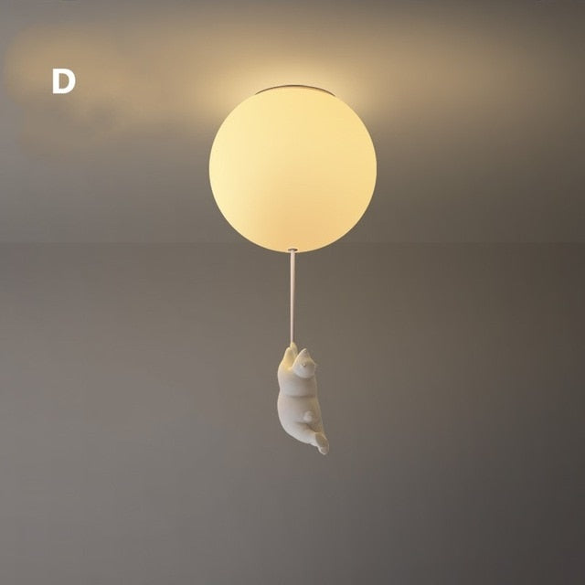 Ceiling Light Featuring Playful Bear Design and Balloon Elements