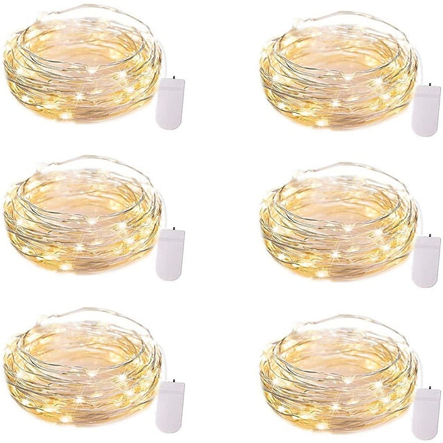 20 LED Battery-Powered Fairy Lights on 7Ft Flexible Silver Wire for Weddings and Mason Jar Decoration