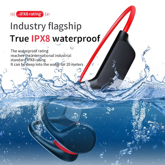 Waterproof Bone Conduction Bluetooth Earphones with 32GB Storage for Swimming