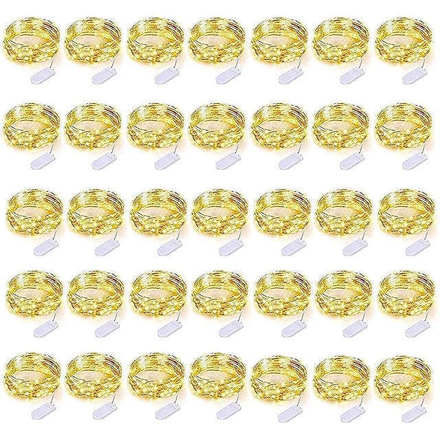 20 LED Battery-Powered Fairy Lights on 7Ft Flexible Silver Wire for Weddings and Mason Jar Decoration