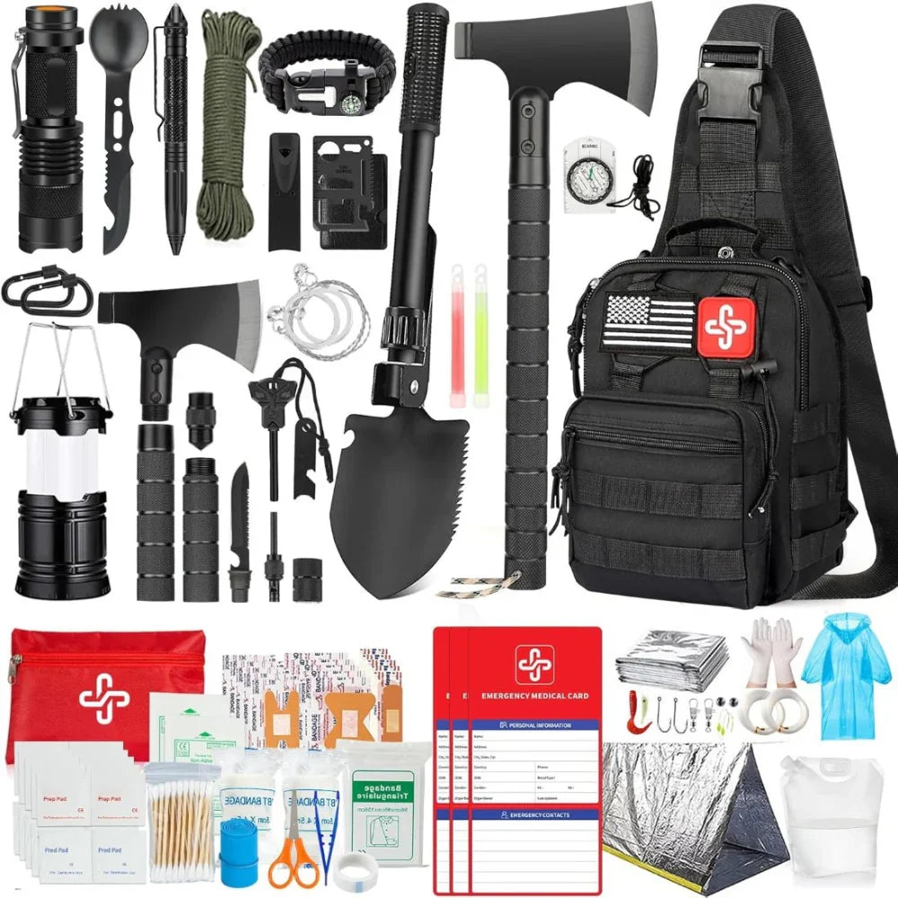 Emergency Survival Kit with First Aid Supplies and Camping Backpack - 262 Pieces
