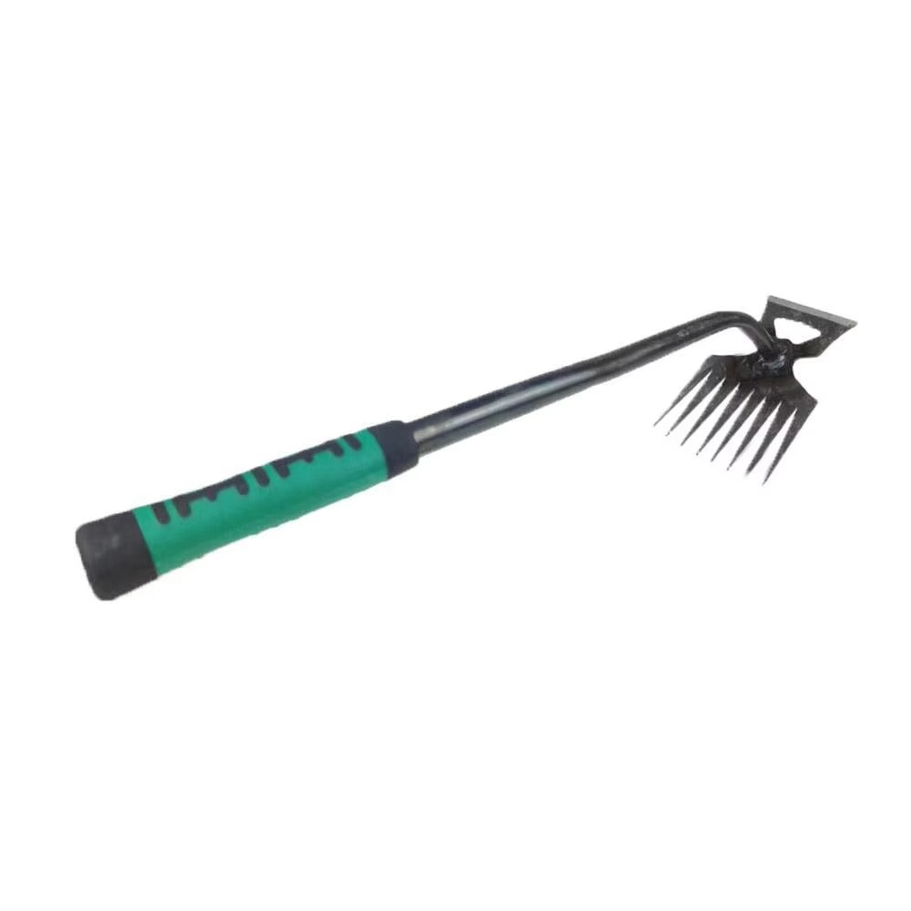 Garden Hoe with Rubber Grip Handle – 8 Tooth Manganese Steel for Weeding and Digging