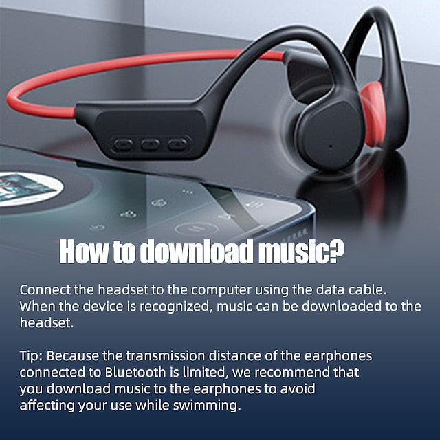 Waterproof Bone Conduction Bluetooth Earphones with 32GB Storage for Swimming