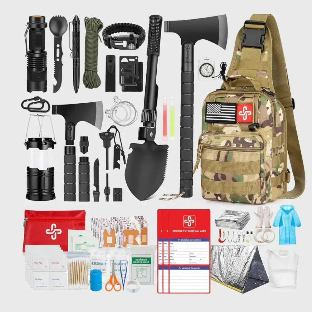 Emergency Survival Kit with First Aid Supplies and Camping Backpack - 262 Pieces