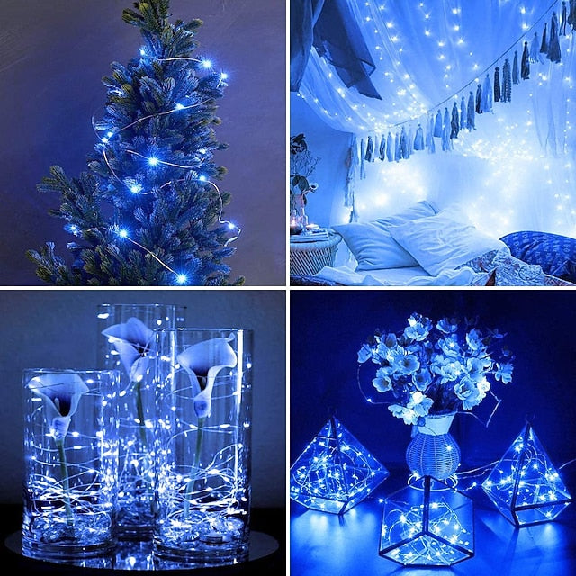 20 LED Battery-Powered Fairy Lights on 7Ft Flexible Silver Wire for Weddings and Mason Jar Decoration