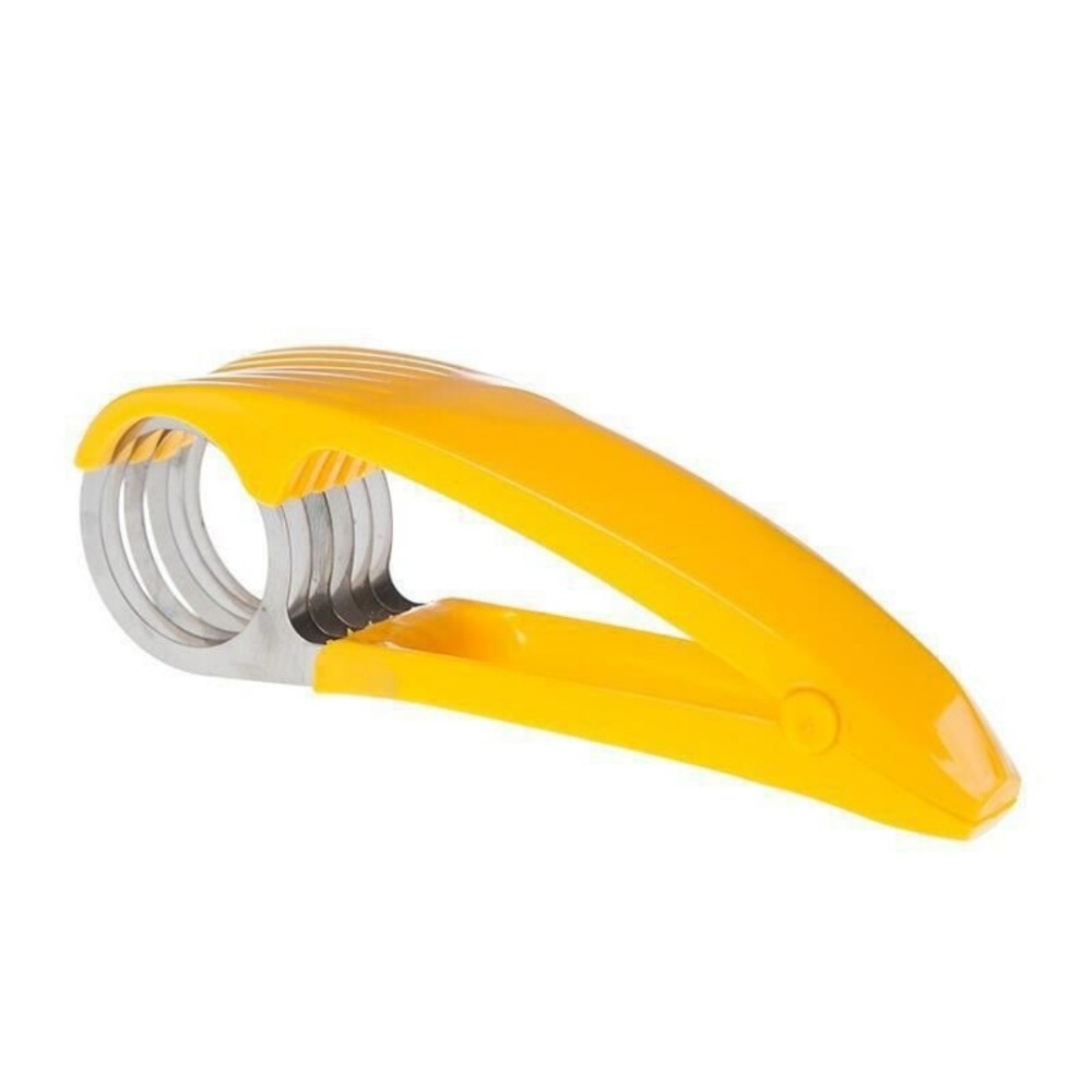 Curved Fruit and Banana Slicer in Stainless Steel for Kitchen Preparation