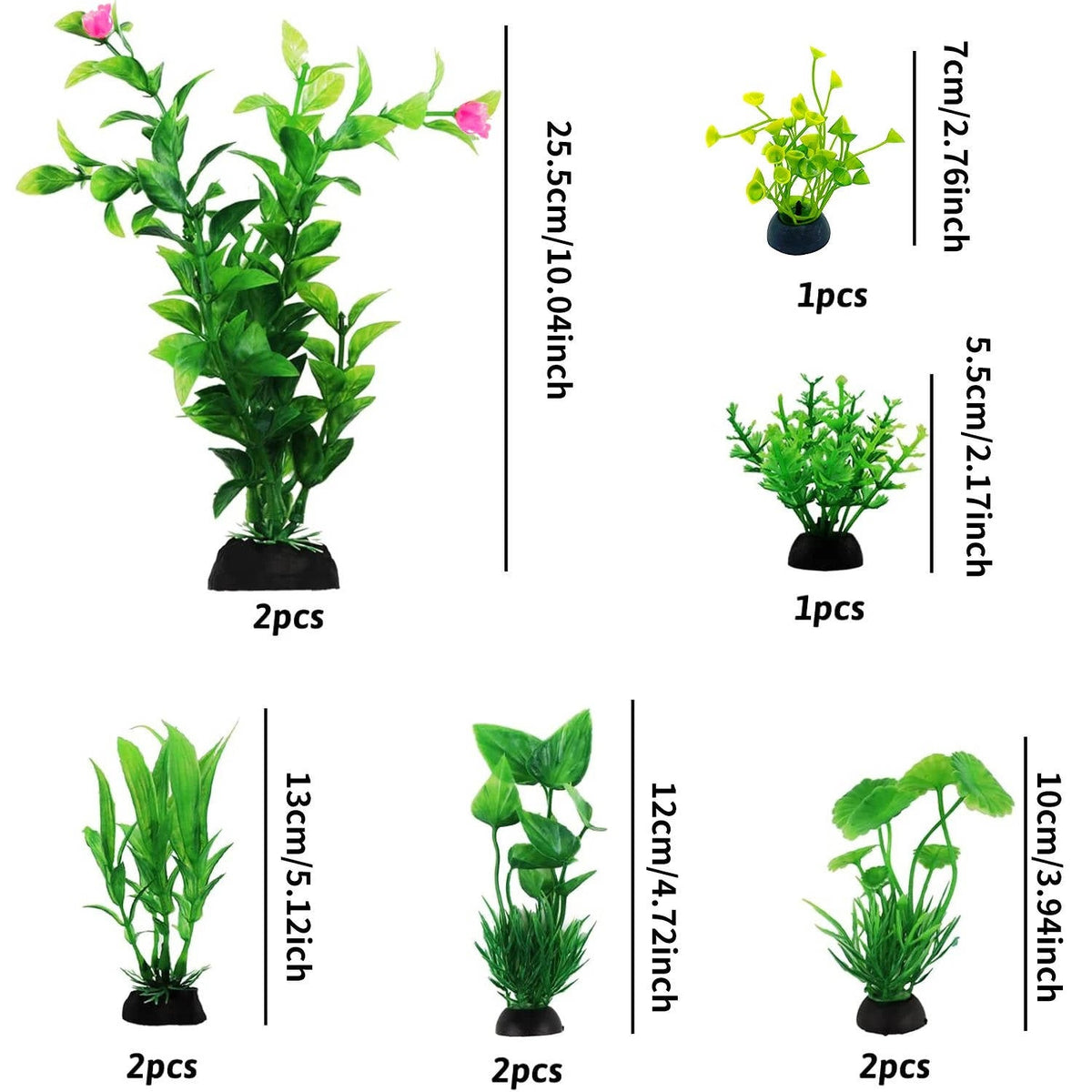 10-Piece Weighted Aquarium Plant Decoration Set for Fish Tanks