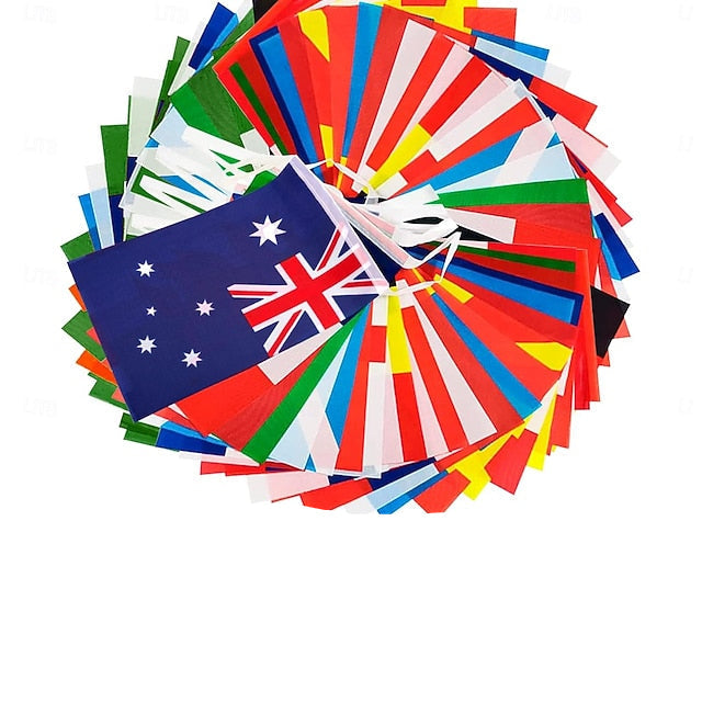 International String Flag Banner for 200 Countries – Sports Events & Classroom Decor