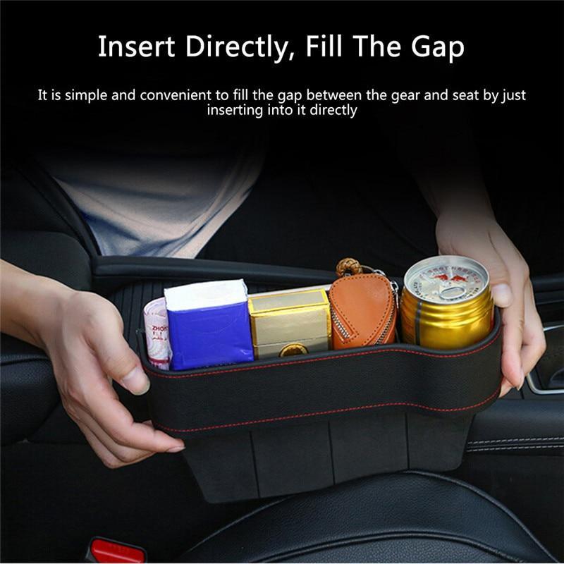 Car Seat Gap Storage Organizer in PU Leather – Side Pocket for Phone, Keys & Wallet