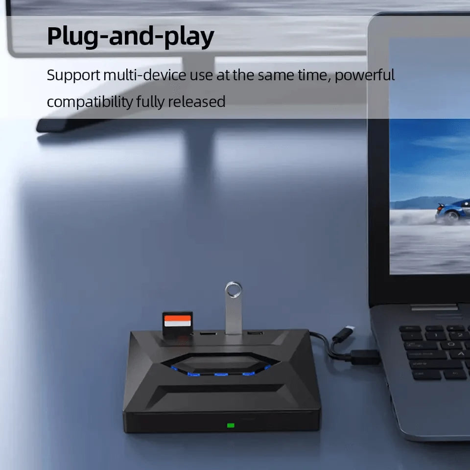 External DVD and CD Writer with USB Hub and SD Card Reader for PC and Laptop
