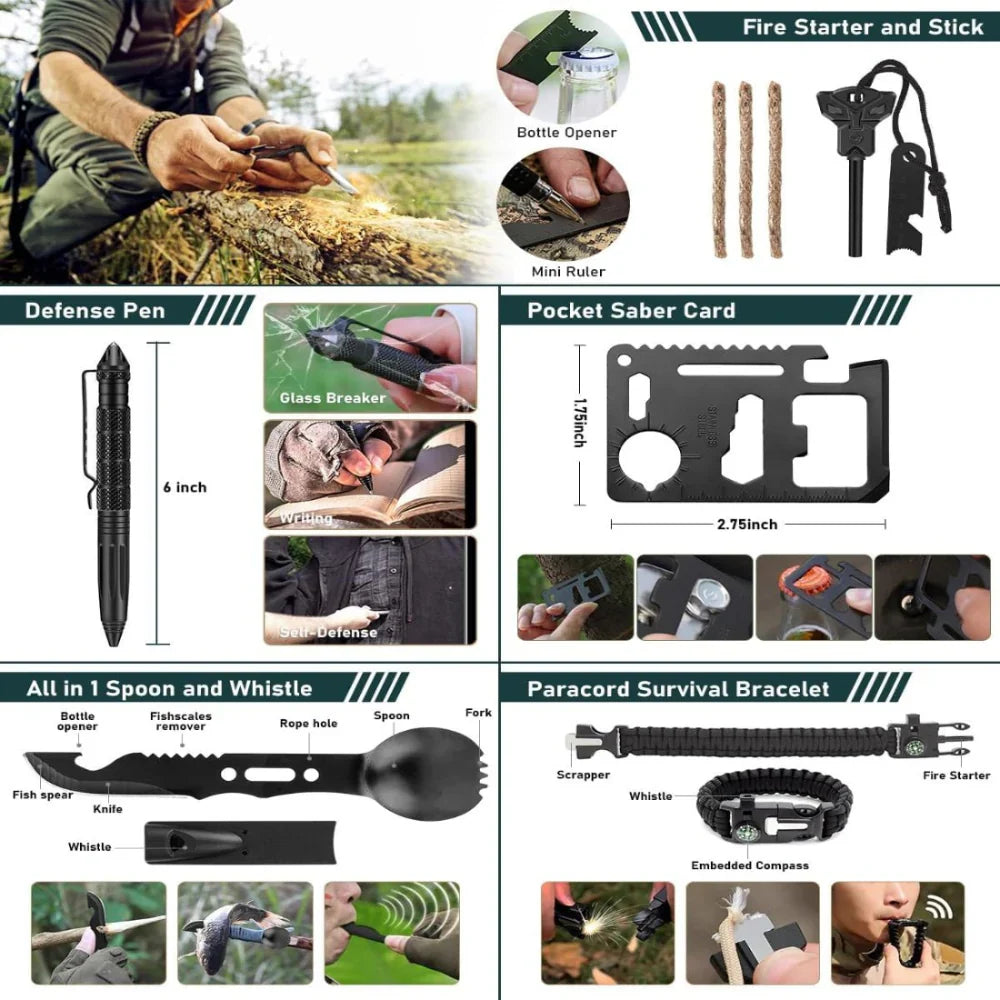 Emergency Survival Kit with First Aid Supplies and Camping Backpack - 262 Pieces