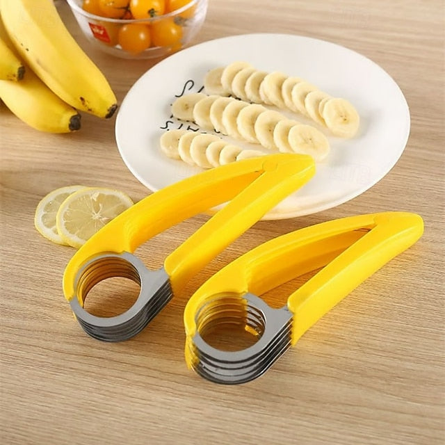 Manual Vegetable and Fruit Slicer in Stainless Steel for Salad, Banana, and Sausage