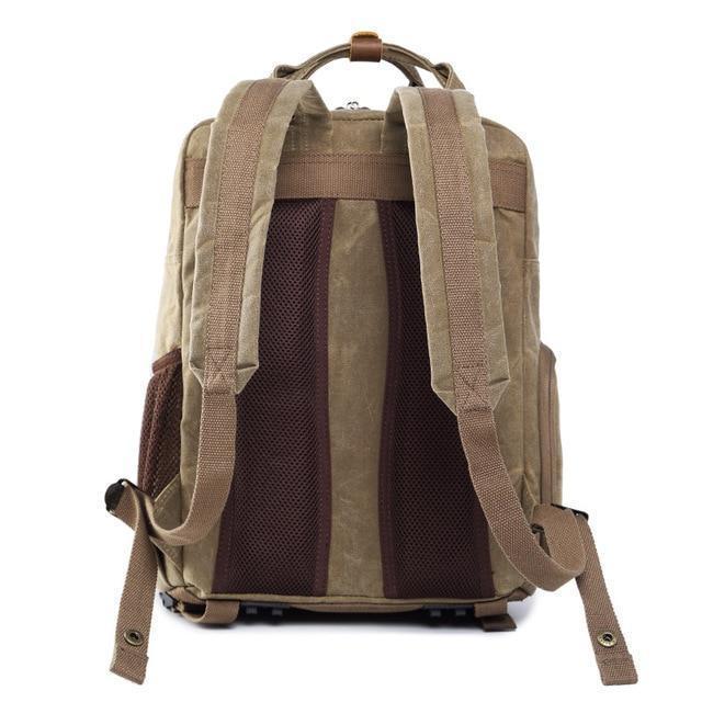 Water-Resistant Waxed Canvas Backpack for DSLR and 15-Inch Laptop